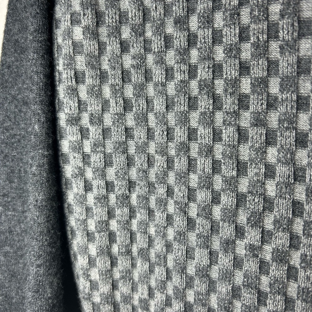 Mens Large Sweater with Collar Grey Lambs Wool Checker Preppy Kenneth Cole - Picture 7 of 10